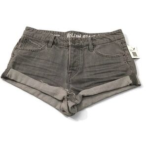 Volcom Women's Gray Boyfriend Button Fly Shorts